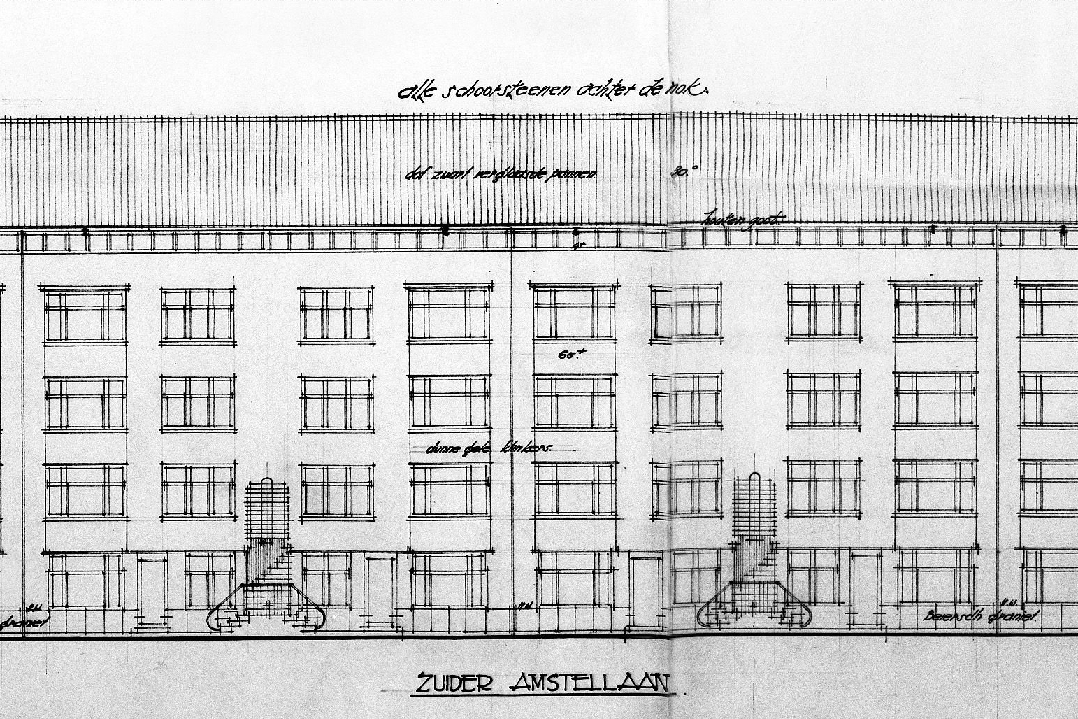Detail ontwerp Baanders voor Zuideramstellaan (nu Rooseveltlaan) met roosters.
